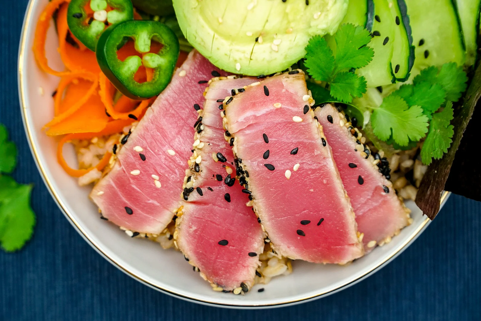 Sesame Crusted Tuna Buddha Bowls Couple in the Kitchen